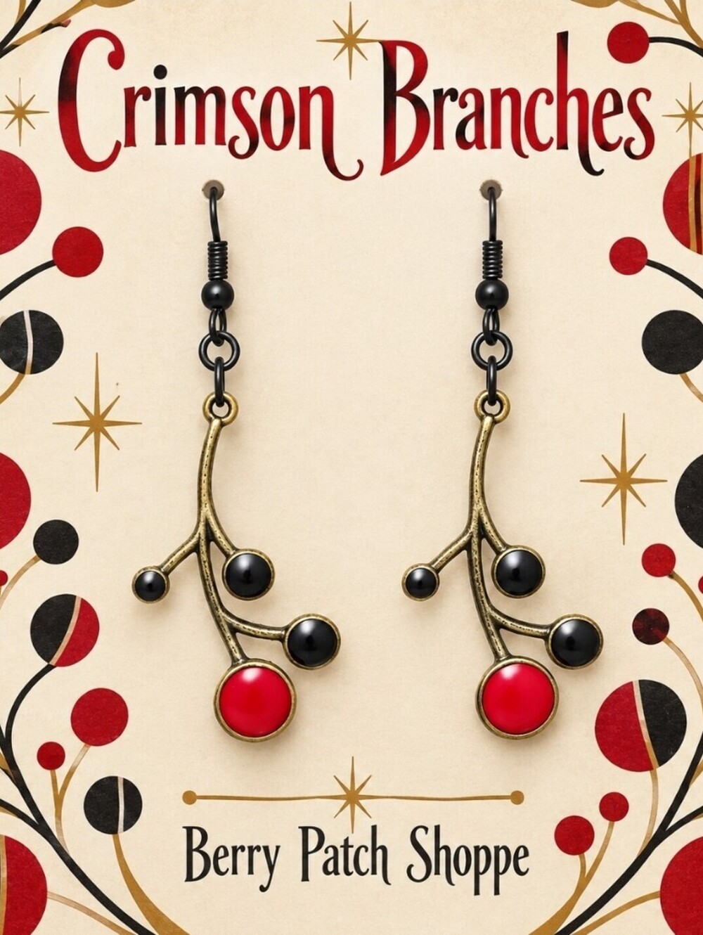 Art Nouveau Crimson Branch Earrings